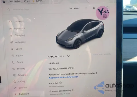 2023 Tesla Model Y Rwd из США, поврежденный, VIN 7SAYGDED5PF980101